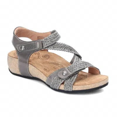 Taos Women's Trulie Leather Sandal In Dark Grey In Silver