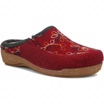 Taos Women's Woolflower Slide-on Clogs In Cranberry In Brown