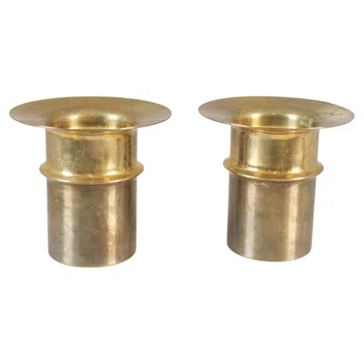 Pre-owned Tapio Wirkkala Pair Of  Bronze Candle Holders Tw 486, Kultakeskus Oy In Gold