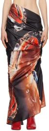 Tara Hakin Ssense Exclusive Red Mermaid Maxi Skirt In Nail Print