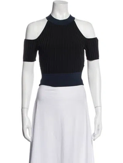 Pre-owned Tara Jarmon Asymmetrical Short Sleeve Top In Black