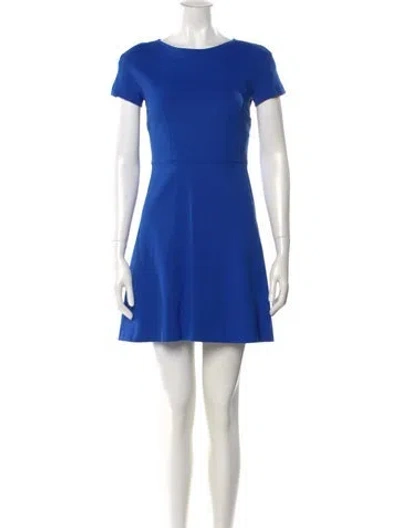 Pre-owned Tara Jarmon Bateau Neckline Mini Dress In Blue