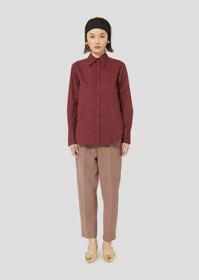 Tara Jarmon Clarisse Poplin Shirt In Bordeaux In Brown