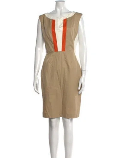 Pre-owned Tara Jarmon Colorblock Pattern Knee-length Dress In Neutrals