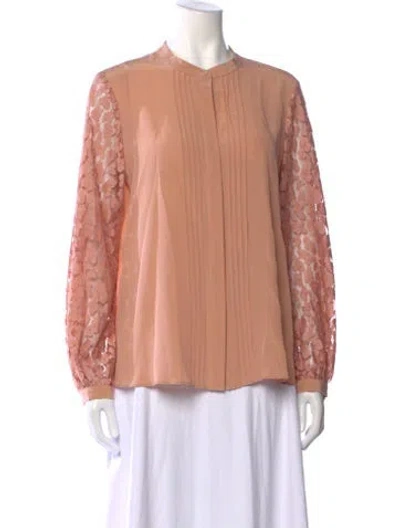 Pre-owned Tara Jarmon Crew Neck Long Sleeve Blouse In Pink