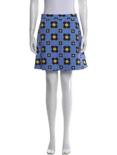 Pre-owned Tara Jarmon Floral Print Mini Skirt W/ Tags In Blue