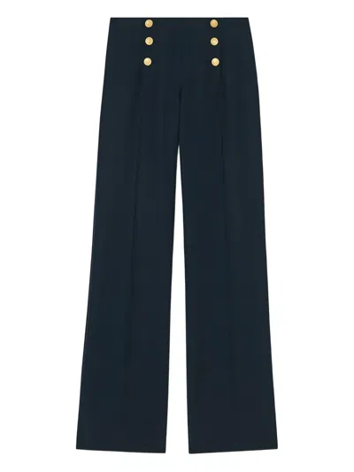 Tara Jarmon Gold-button Trousers In Blue