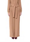 Tara Jarmon High-waisted Belted Trousers In Beige In Brown
