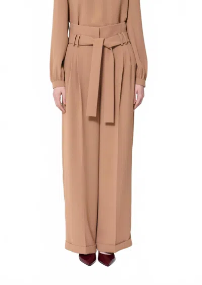 Tara Jarmon High-waisted Belted Trousers In Beige In Brown