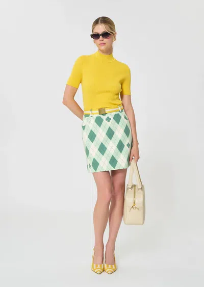 Tara Jarmon Janice Skirt In Ecru Patters In Gold