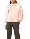 Tara Jarmon Long Sleeve Silk Top In Champagne In Pink