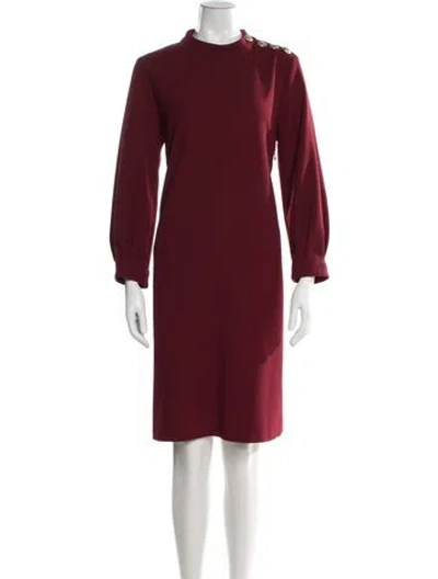 Pre-owned Tara Jarmon Mock Neck Knee-length Dress In Burgundy