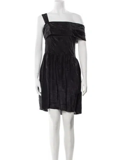 Pre-owned Tara Jarmon One-shoulder Knee-length Dress In Black