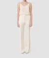 Tara Jarmon Pitt Satin-finish Linen Pants In Ecru In White