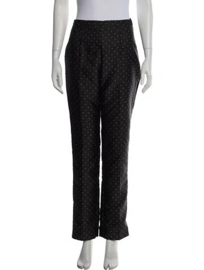 Pre-owned Tara Jarmon Polka Dot Print Straight Leg Pants In Black