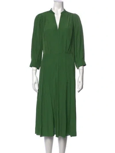 Pre-owned Tara Jarmon Printed Midi Length Dress In Green