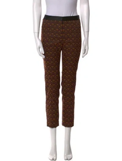 Pre-owned Tara Jarmon Printed Straight Leg Pants In Brown