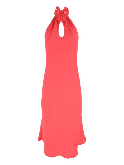 Tara Jarmon Rose-appliqué Halterneck Dress