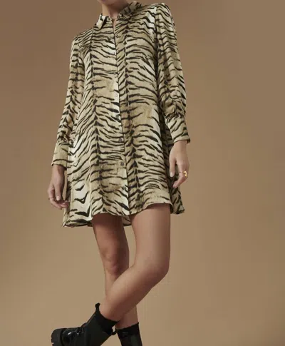 Tara Jarmon Ryanna Tunic Dress In Beige Zebra Print In Yellow