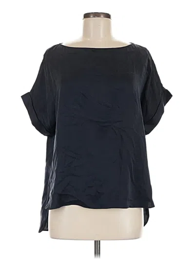 Pre-owned Tara Jarmon Short Sleeve Silk Top Black Boatneck Tops
