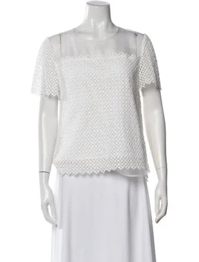 Pre-owned Tara Jarmon Silk Crew Neck Top In White