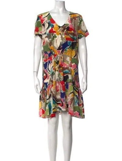 Pre-owned Tara Jarmon Silk Mini Dress In Multicolor