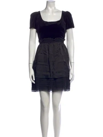 Pre-owned Tara Jarmon Square Neckline Mini Dress In Blue