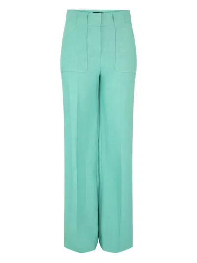 Tara Jarmon Stretch-cotton Trousers In Blue