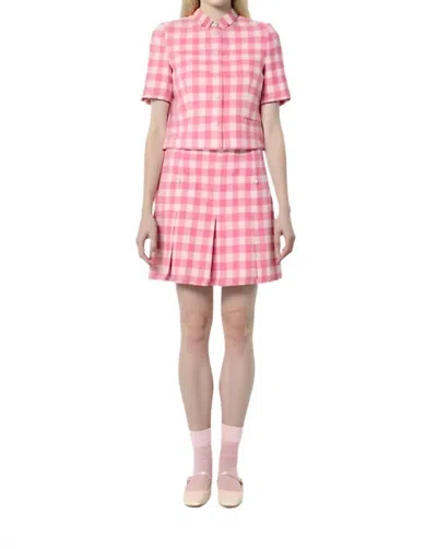 Tara Jarmon Vanita Gingham Jacket In Bon Bon In Pink