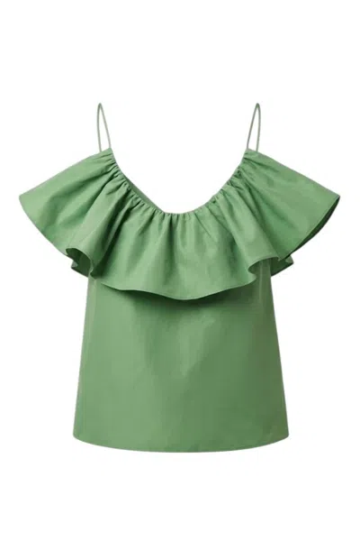 Tara Jarmon Women's Cotton Poplin Off-shoulder Top In Green
