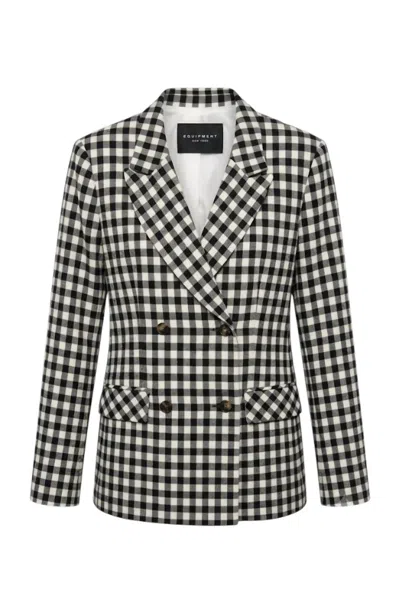 Tara Jarmon Women's Double-breasted Blazer In Black & White In Multi