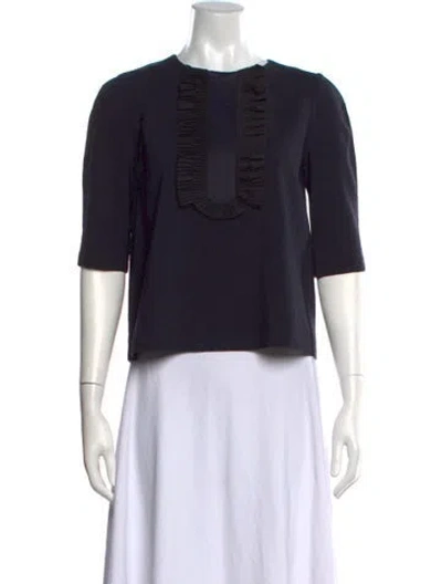 Pre-owned Tara Jarmon Wool Crew Neck Top In Blue