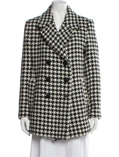 Pre-owned Tara Jarmon Wool Houndstooth Print Coat In Multi