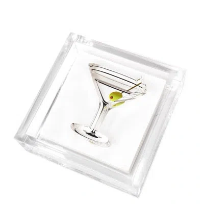 Tara Wilson Designs Acrylic Flat Napkin Holder In Clear,black,green