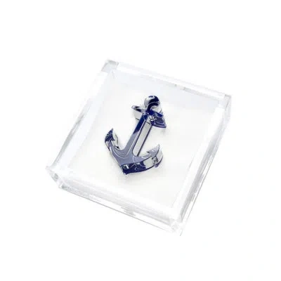 Tara Wilson Designs Acrylic Flat Napkin Holder In Clear,blue