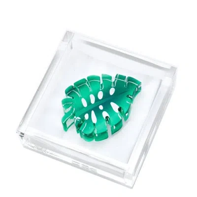 Tara Wilson Designs Acrylic Flat Napkin Holder In Clear,green