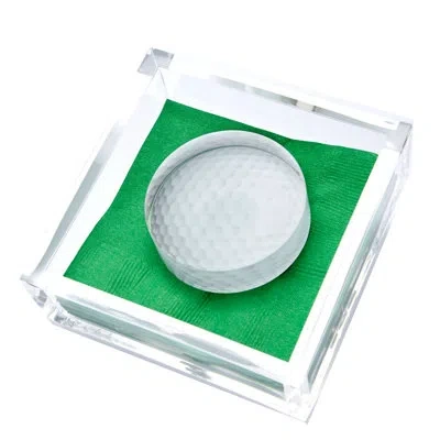 Tara Wilson Designs Acrylic Flat Napkin Holder In Clear,white