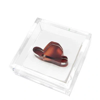Tara Wilson Designs Acrylic Napkin Holder In Brown,clear