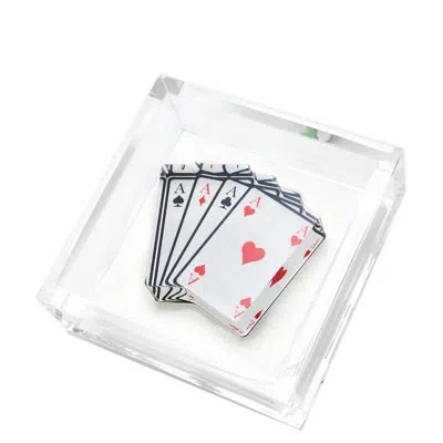 Tara Wilson Designs Acrylic Napkin Holder In Clear,white,red
