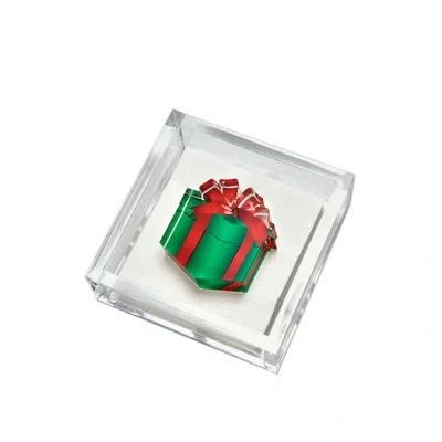 Tara Wilson Designs Acrylic Napkin Holder In Green;red;clear