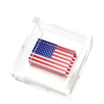 Tara Wilson Designs American Flag Cocktail Napkin Holder In Clear