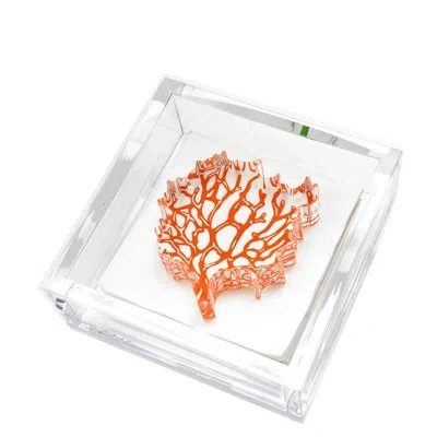 Tara Wilson Designs Coral Cocktail Napkin Holder In Clear