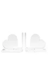 Tara Wilson Designs Heart Acrylic 2-piece Bookend Set In Clear White