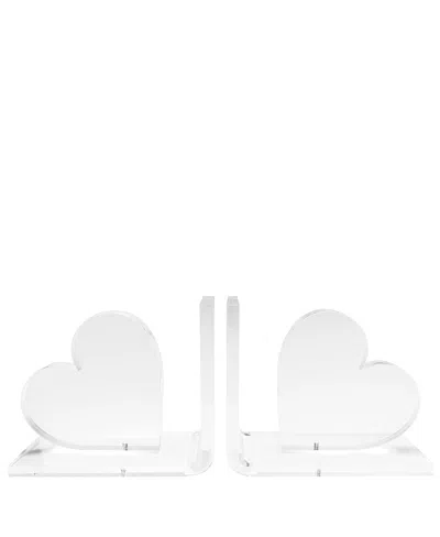 Tara Wilson Designs Heart Acrylic 2-piece Bookend Set In Clear