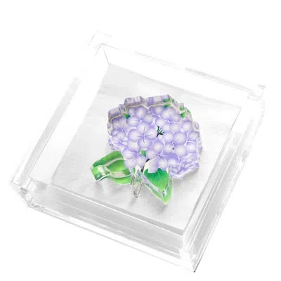 Tara Wilson Designs Hydrangea Cocktail Napkin Holder In Clear