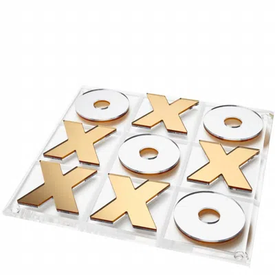 Tara Wilson Designs Mirror Stripe Tic Tac Toe Set In Gold/silver In Multi