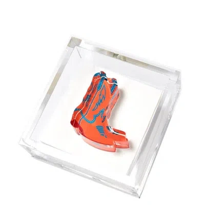 Tara Wilson Designs Orange Cowboy Boots Cocktail Napkin Holder