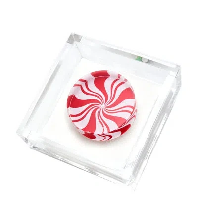 Tara Wilson Designs Peppermint Candy Cocktail Napkin Holder In Clear