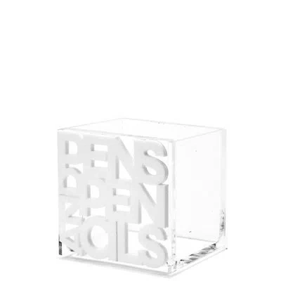 Tara Wilson Designs Plastic Pen Holder In White,clear
