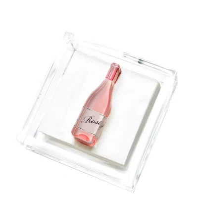 Tara Wilson Designs Rosé Bottle Cocktail Napkin Holder In Clear